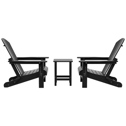 Chaises Adirondack pliables Polytrends Laguna en PEHD, toutes saisons, avec table d'appoint (ensemble de 3 pièces)