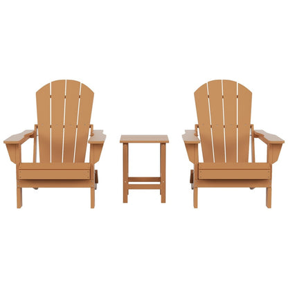 Chaises Adirondack pliables Polytrends Laguna en PEHD, toutes saisons, avec table d'appoint (ensemble de 3 pièces)