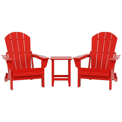 Chaises Adirondack pliables Polytrends Laguna en PEHD, toutes saisons, avec table d'appoint (ensemble de 3 pièces)