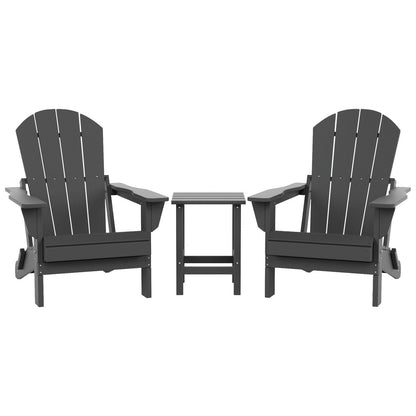 Chaises Adirondack pliables Polytrends Laguna en PEHD, toutes saisons, avec table d'appoint (ensemble de 3 pièces)