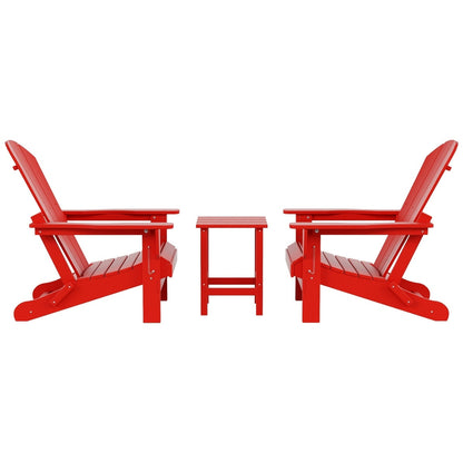 Chaises Adirondack pliables Polytrends Laguna en PEHD, toutes saisons, avec table d'appoint (ensemble de 3 pièces)