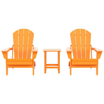 Chaises Adirondack pliables Polytrends Laguna en PEHD, toutes saisons, avec table d'appoint (ensemble de 3 pièces)