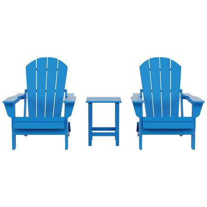 Chaises Adirondack pliables Polytrends Laguna en PEHD, toutes saisons, avec table d'appoint (ensemble de 3 pièces)