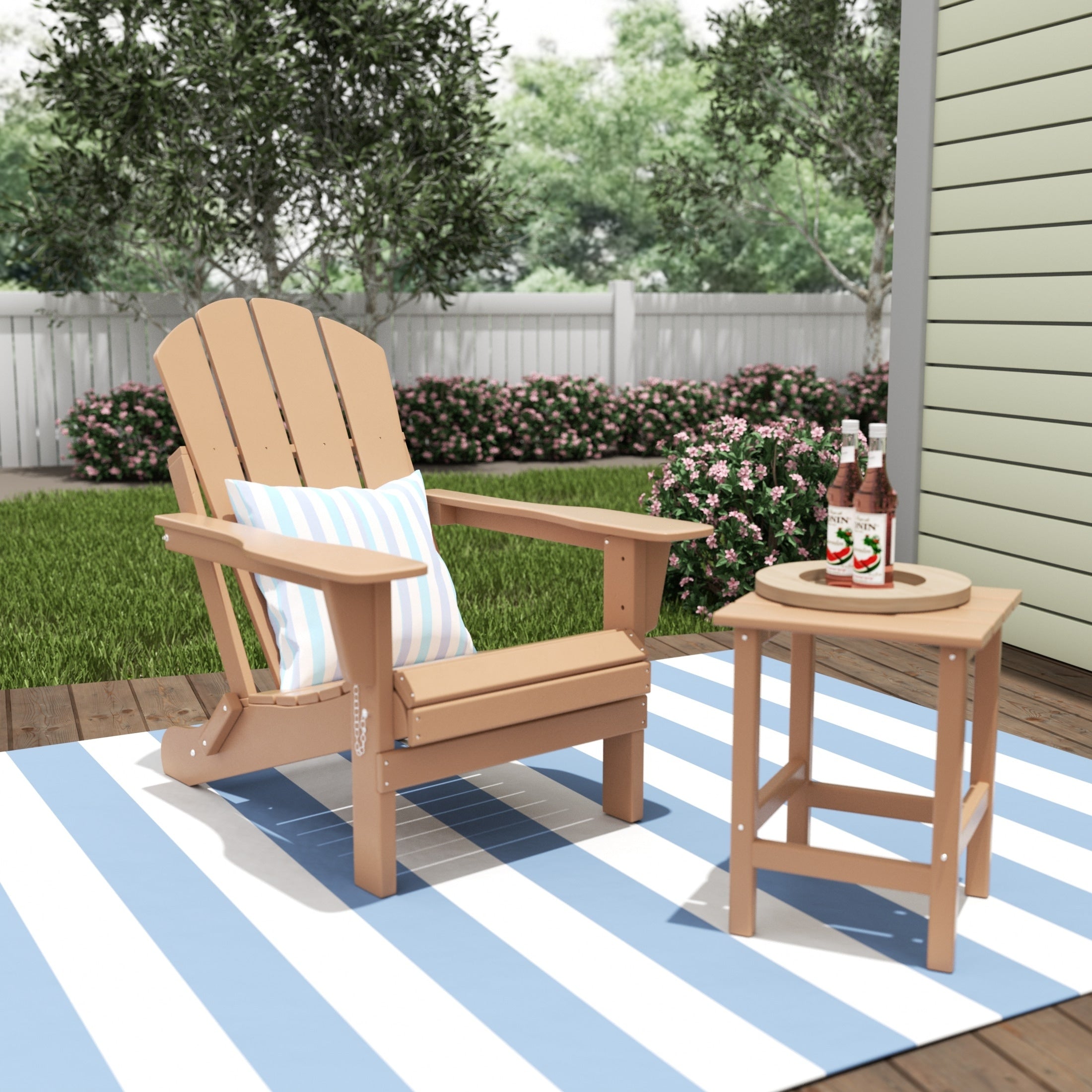 Chaise Adirondack pliable Polytrends Laguna en PEHD, toutes saisons, avec table d'appoint (ensemble de 2 pièces)