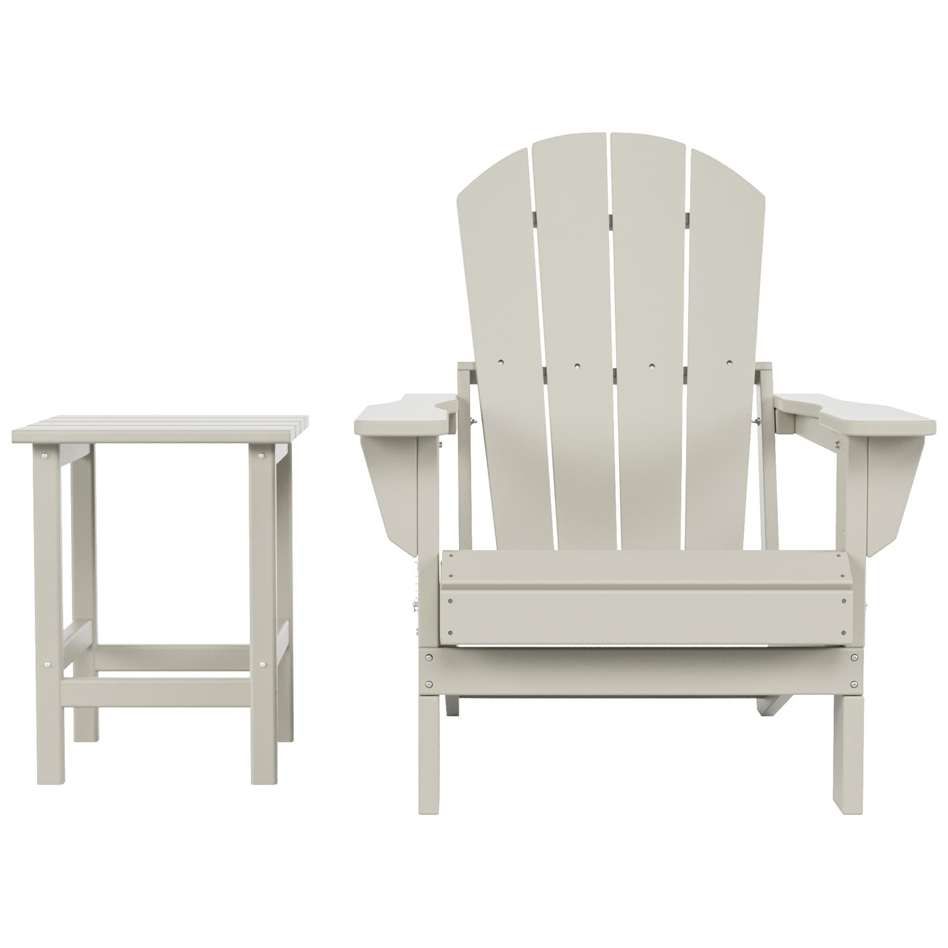 Chaise Adirondack pliable Polytrends Laguna en PEHD, toutes saisons, avec table d'appoint (ensemble de 2 pièces)