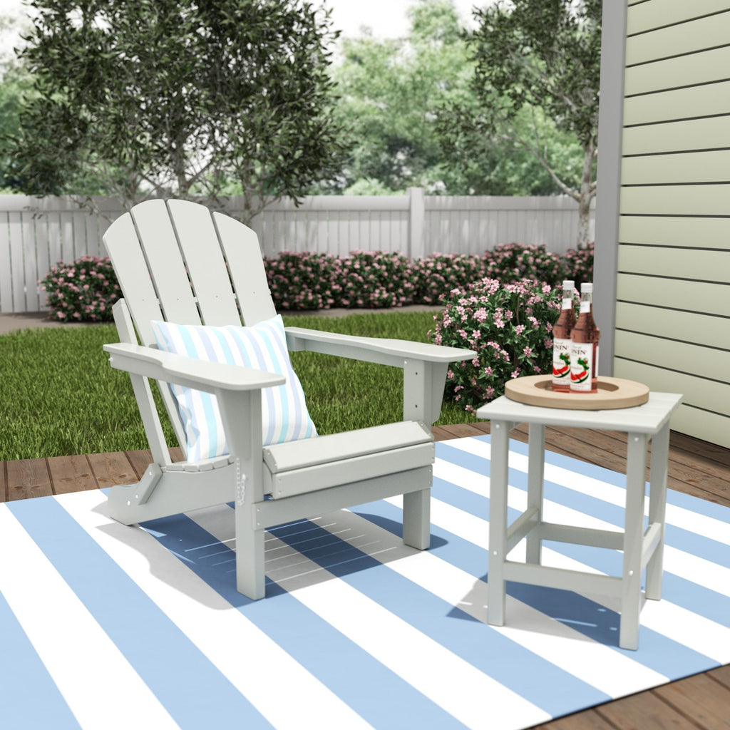 Chaise Adirondack pliable Polytrends Laguna en PEHD, toutes saisons, avec table d'appoint (ensemble de 2 pièces)