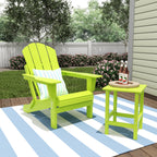 Chaise Adirondack pliable Polytrends Laguna en PEHD, toutes saisons, avec table d'appoint (ensemble de 2 pièces)
