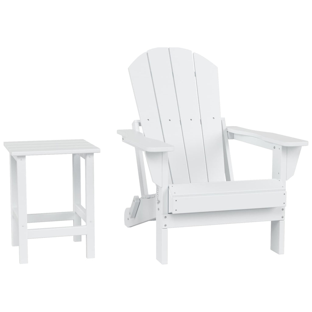 Chaise Adirondack pliable Polytrends Laguna en PEHD, toutes saisons, avec table d'appoint (ensemble de 2 pièces)