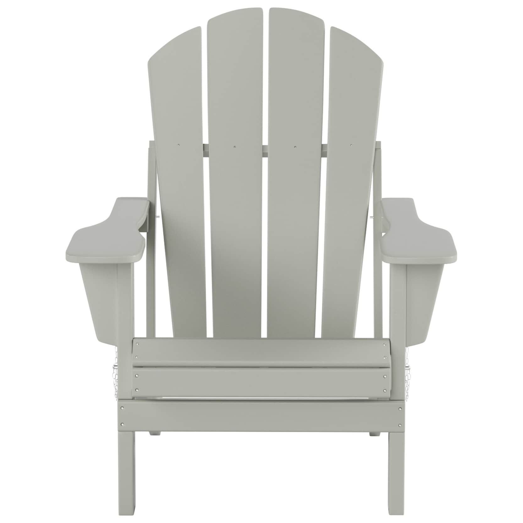 Chaise Adirondack pliable Polytrends Laguna en PEHD, toutes saisons, avec table d'appoint (ensemble de 2 pièces)