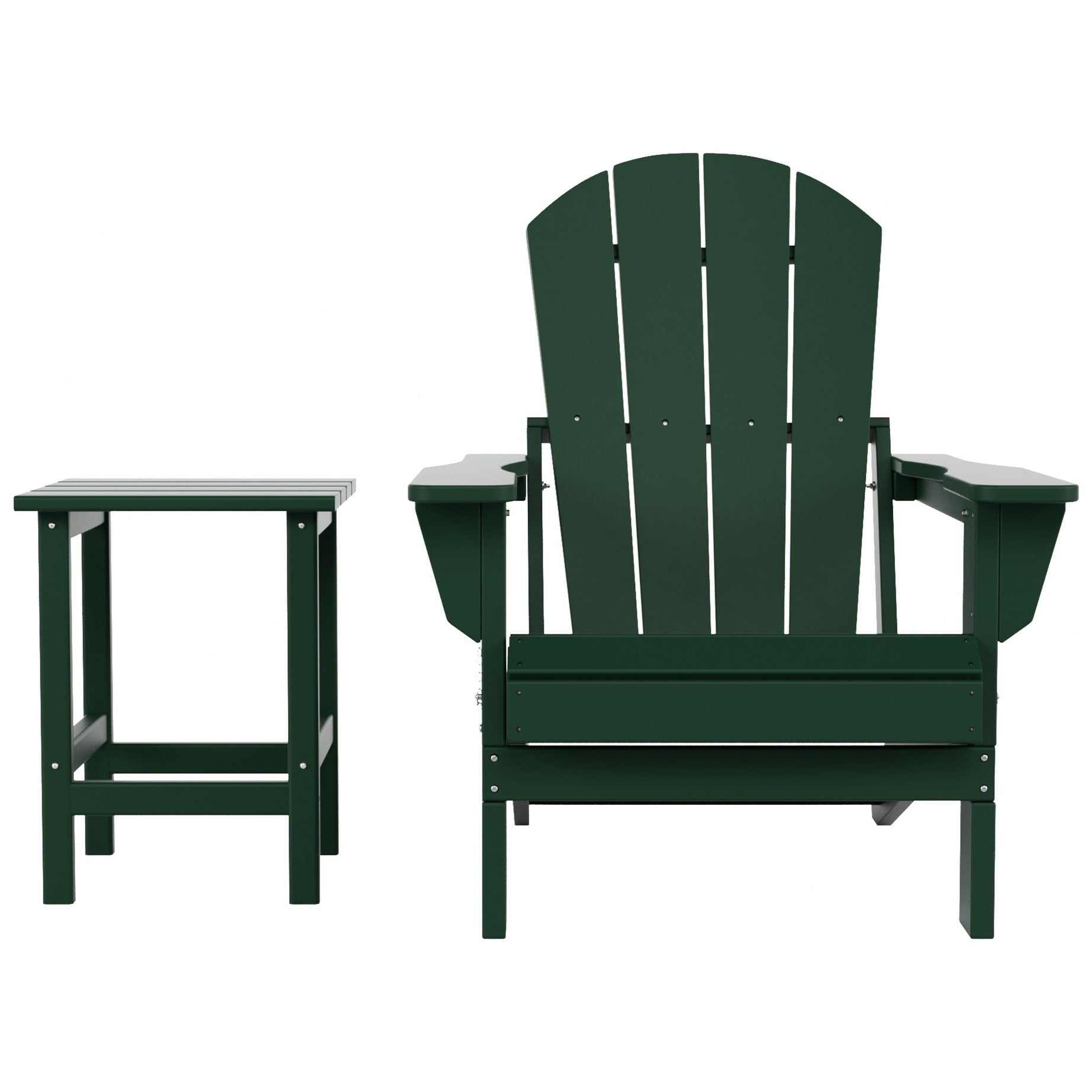 Chaise Adirondack pliable Polytrends Laguna en PEHD, toutes saisons, avec table d'appoint (ensemble de 2 pièces)