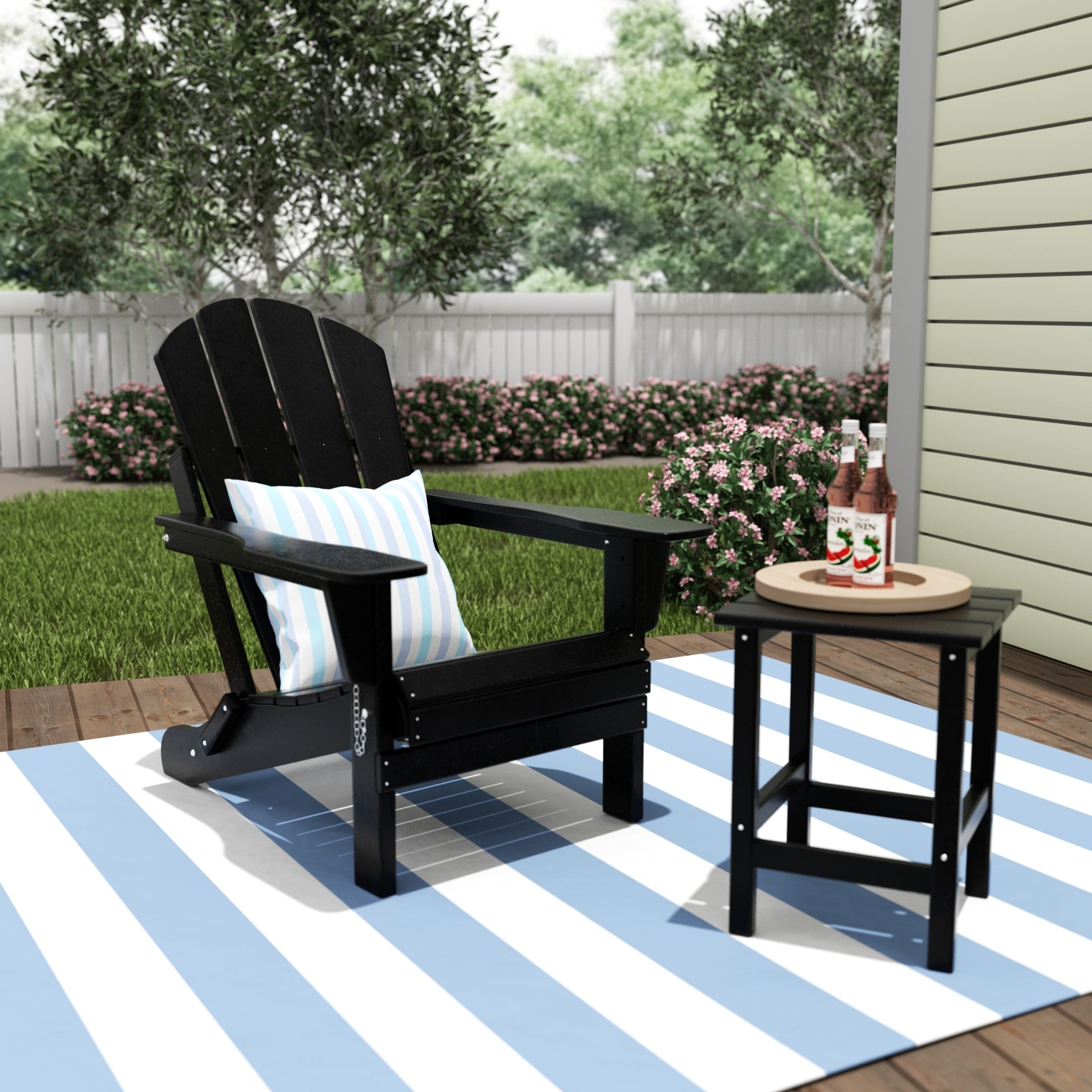 Chaise Adirondack pliable Polytrends Laguna en PEHD, toutes saisons, avec table d'appoint (ensemble de 2 pièces)
