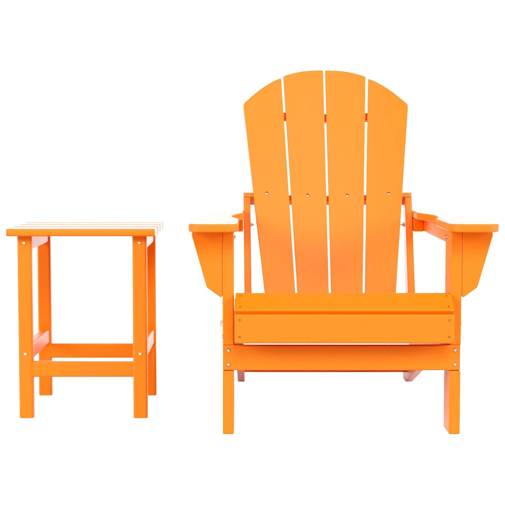 Chaise Adirondack pliable Polytrends Laguna en PEHD, toutes saisons, avec table d'appoint (ensemble de 2 pièces)
