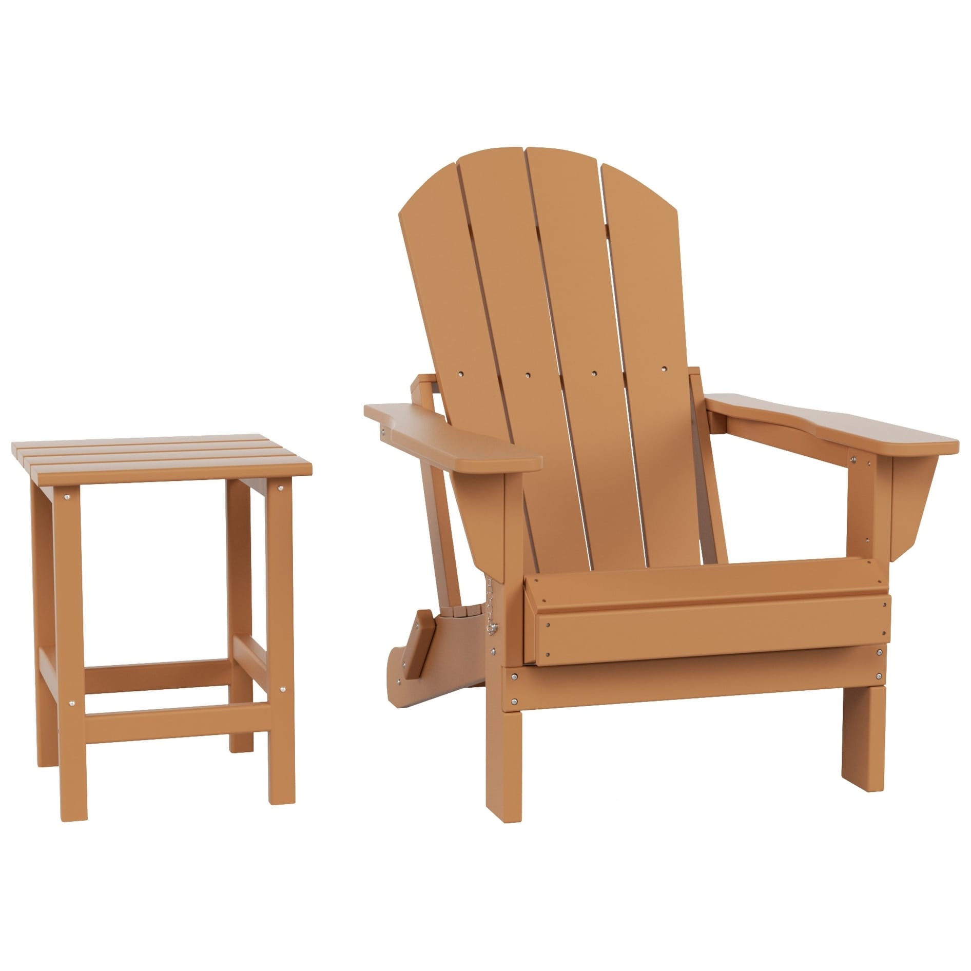 Chaise Adirondack pliable Polytrends Laguna en PEHD, toutes saisons, avec table d'appoint (ensemble de 2 pièces)