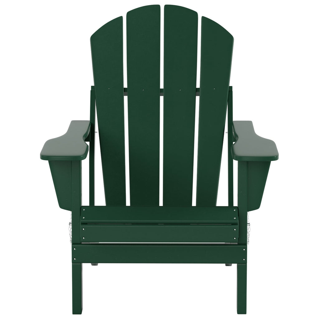 Chaise Adirondack pliable Polytrends Laguna en PEHD, toutes saisons, avec table d'appoint (ensemble de 2 pièces)