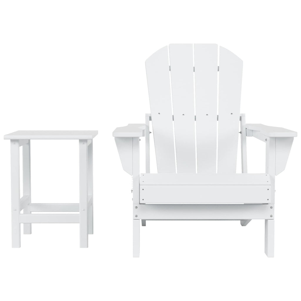 Chaise Adirondack pliable Polytrends Laguna en PEHD, toutes saisons, avec table d'appoint (ensemble de 2 pièces)
