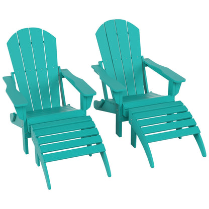 Chaises Adirondack pliables Polytrends Laguna en PEHD, toutes saisons, avec poufs (ensemble de 5 pièces)