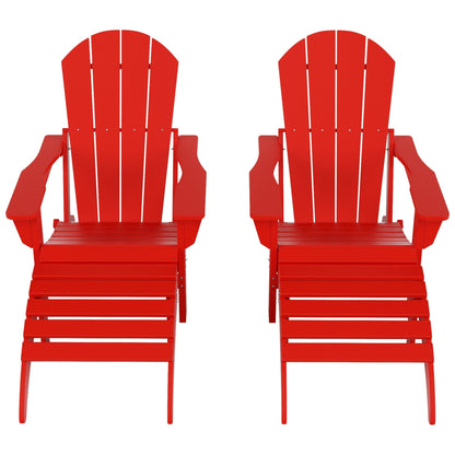 Chaises Adirondack pliables Polytrends Laguna en PEHD, toutes saisons, avec poufs (ensemble de 5 pièces)
