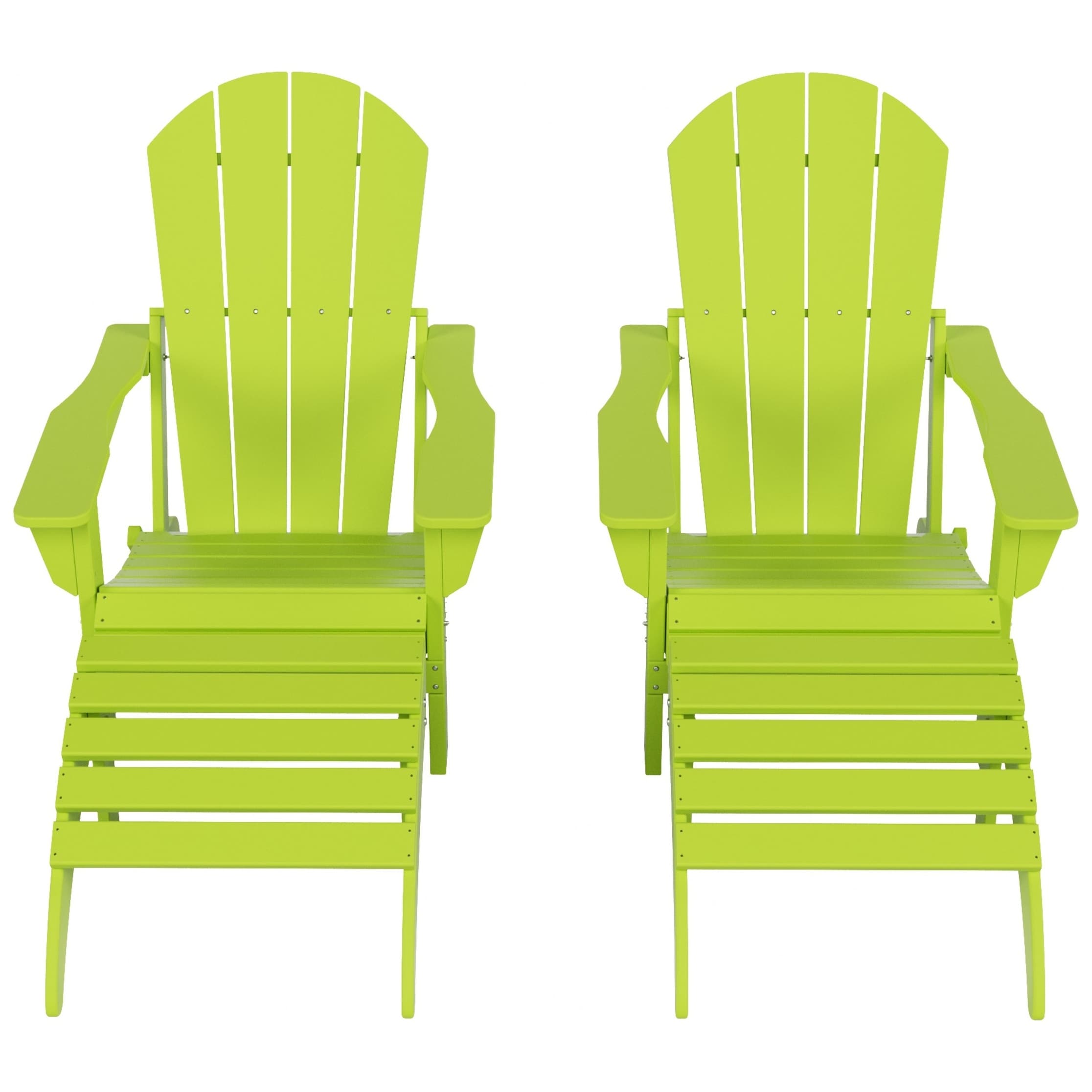 Chaises Adirondack pliables Polytrends Laguna en PEHD, toutes saisons, avec poufs (ensemble de 5 pièces)