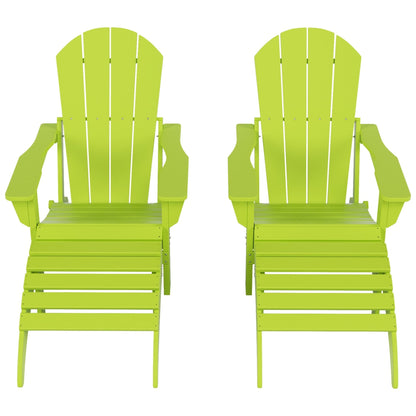 Chaises Adirondack pliables Polytrends Laguna en PEHD, toutes saisons, avec poufs (ensemble de 5 pièces)