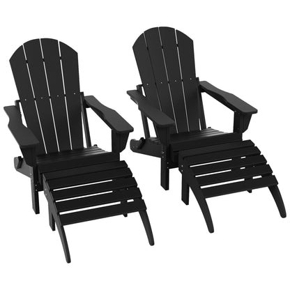 Chaises Adirondack pliables Polytrends Laguna en PEHD, toutes saisons, avec poufs (ensemble de 5 pièces)