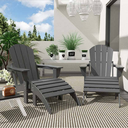 Chaises Adirondack pliables Polytrends Laguna en PEHD, toutes saisons, avec poufs (ensemble de 5 pièces)