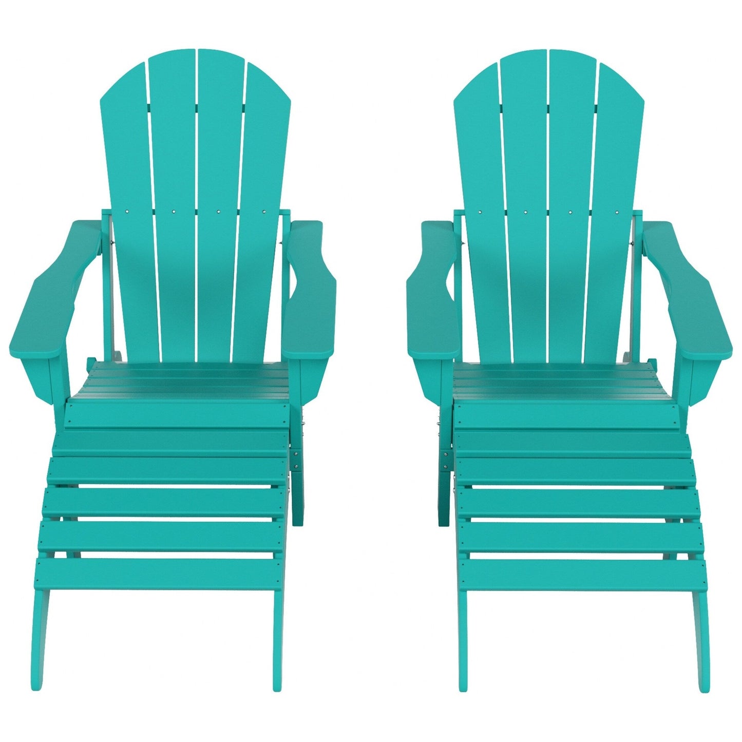 Chaises Adirondack pliables Polytrends Laguna en PEHD, toutes saisons, avec poufs (ensemble de 5 pièces)