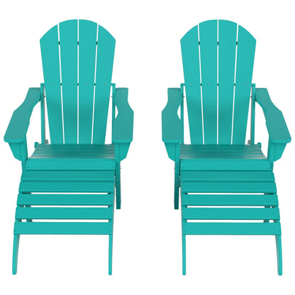 Chaises Adirondack pliables Polytrends Laguna en PEHD, toutes saisons, avec poufs (ensemble de 5 pièces)