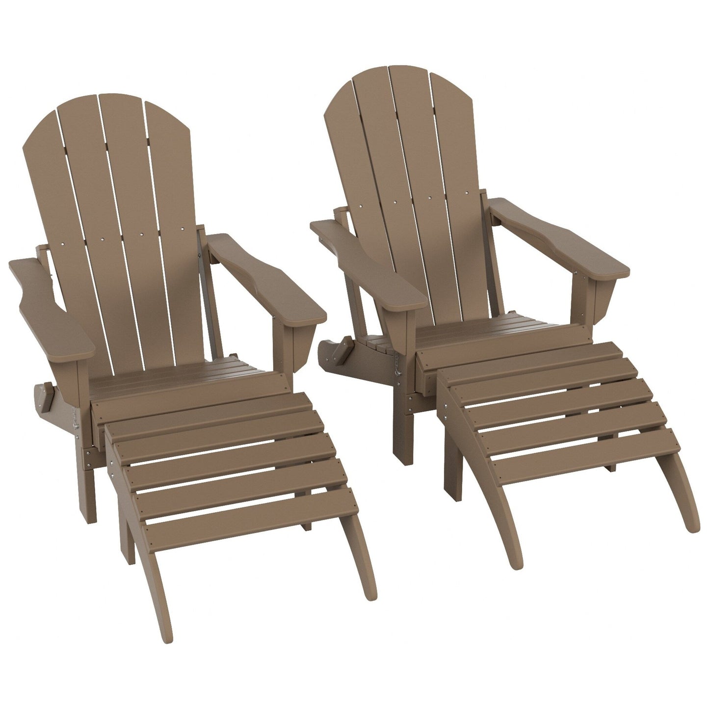 Chaises Adirondack pliables Polytrends Laguna en PEHD, toutes saisons, avec poufs (ensemble de 5 pièces)