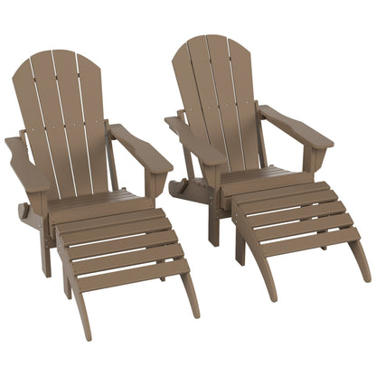 Chaises Adirondack pliables Polytrends Laguna en PEHD, toutes saisons, avec poufs (ensemble de 5 pièces)