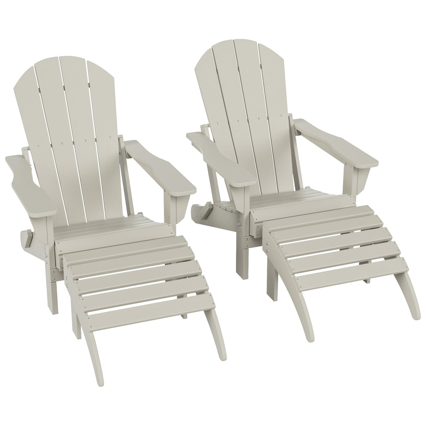 Chaises Adirondack pliables Polytrends Laguna en PEHD, toutes saisons, avec poufs (ensemble de 5 pièces)