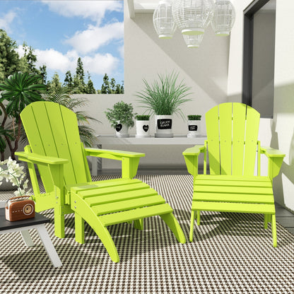 Chaises Adirondack pliables Polytrends Laguna en PEHD, toutes saisons, avec poufs (ensemble de 5 pièces)