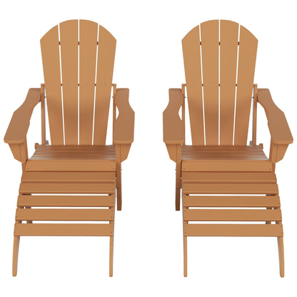 Chaises Adirondack pliables Polytrends Laguna en PEHD, toutes saisons, avec poufs (ensemble de 5 pièces)
