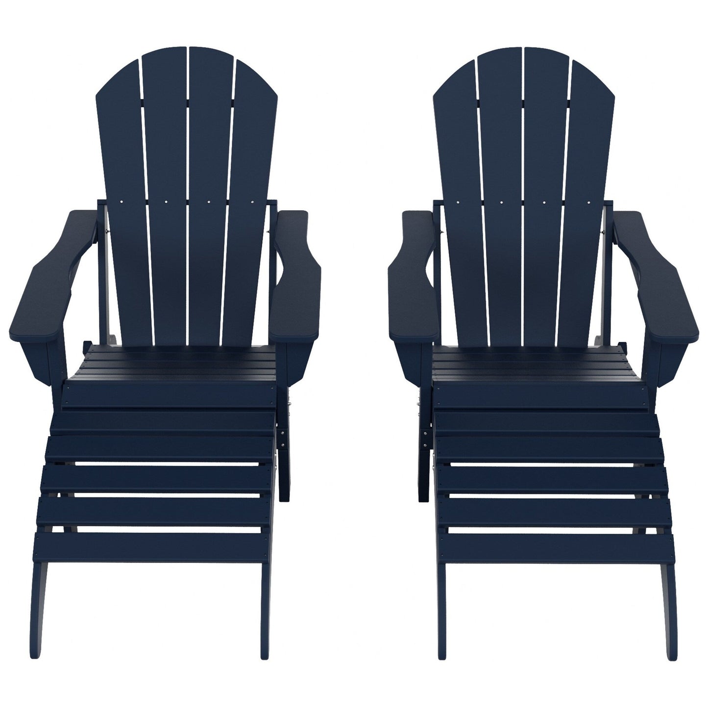 Chaises Adirondack pliables Polytrends Laguna en PEHD, toutes saisons, avec poufs (ensemble de 5 pièces)