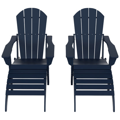 Chaises Adirondack pliables Polytrends Laguna en PEHD, toutes saisons, avec poufs (ensemble de 5 pièces)