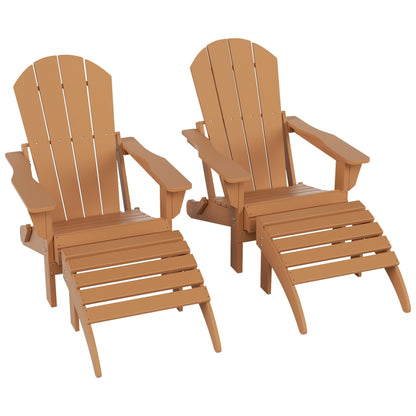 Chaises Adirondack pliables Polytrends Laguna en PEHD, toutes saisons, avec poufs (ensemble de 5 pièces)