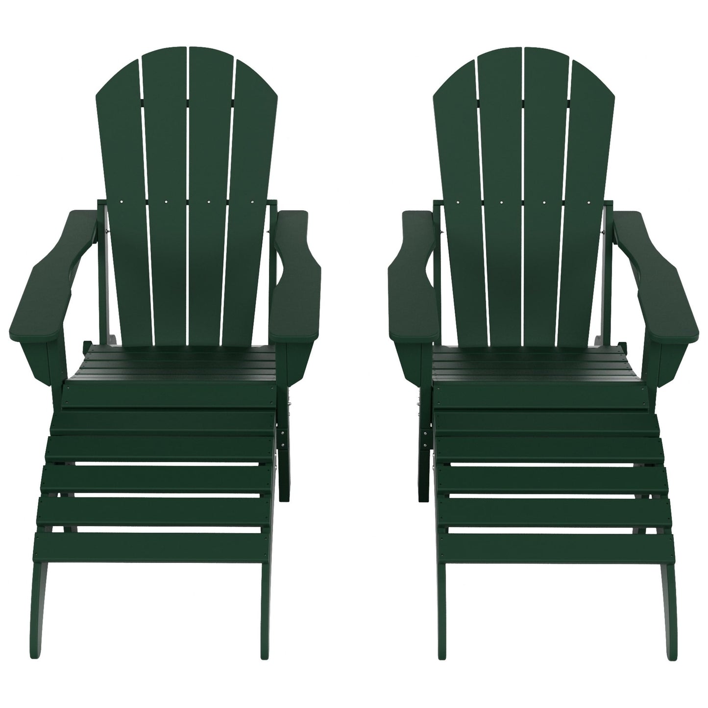 Chaises Adirondack pliables Polytrends Laguna en PEHD, toutes saisons, avec poufs (ensemble de 5 pièces)