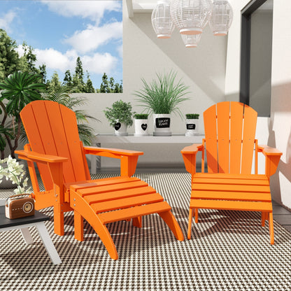 Chaises Adirondack pliables Polytrends Laguna en PEHD, toutes saisons, avec poufs (ensemble de 5 pièces)