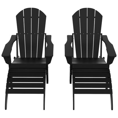 Chaises Adirondack pliables Polytrends Laguna en PEHD, toutes saisons, avec poufs (ensemble de 5 pièces)