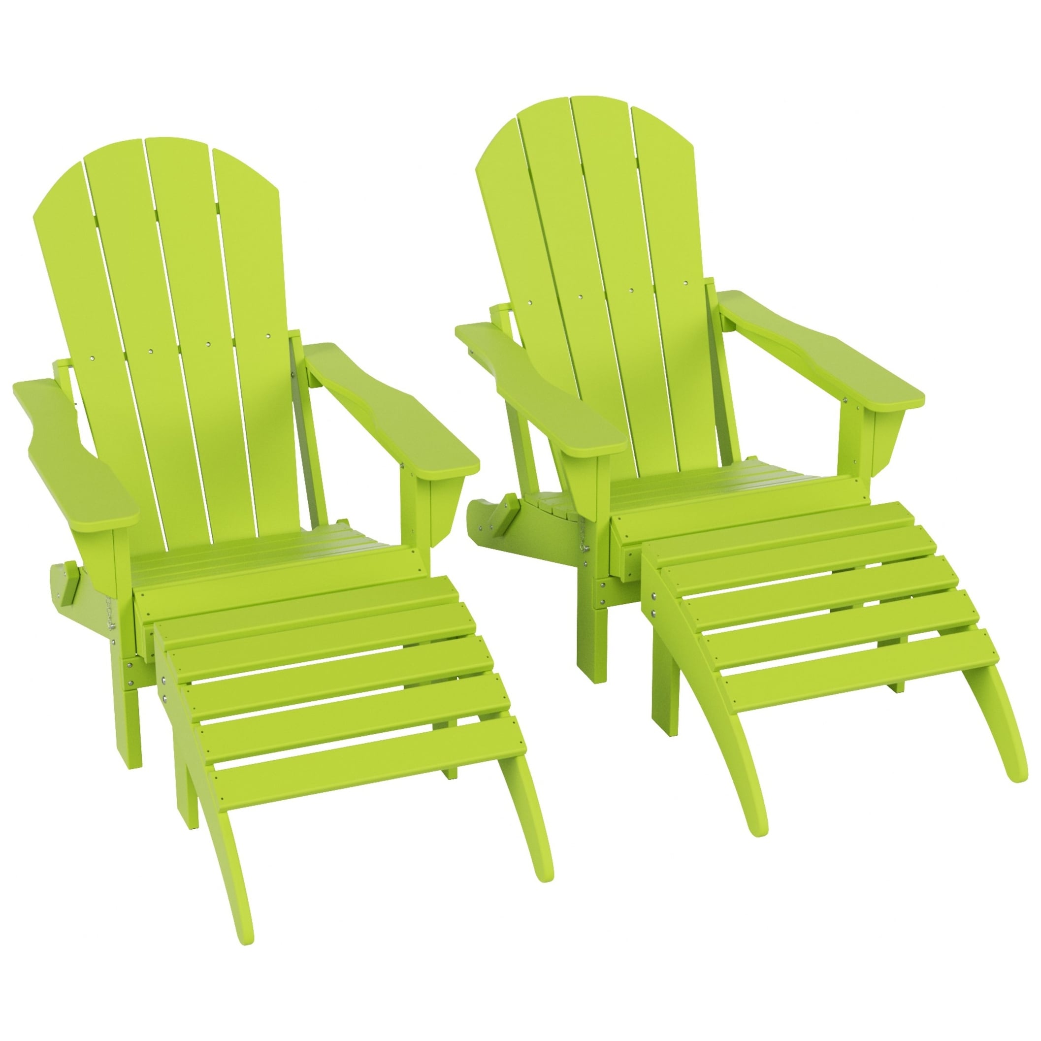 Chaises Adirondack pliables Polytrends Laguna en PEHD, toutes saisons, avec poufs (ensemble de 5 pièces)