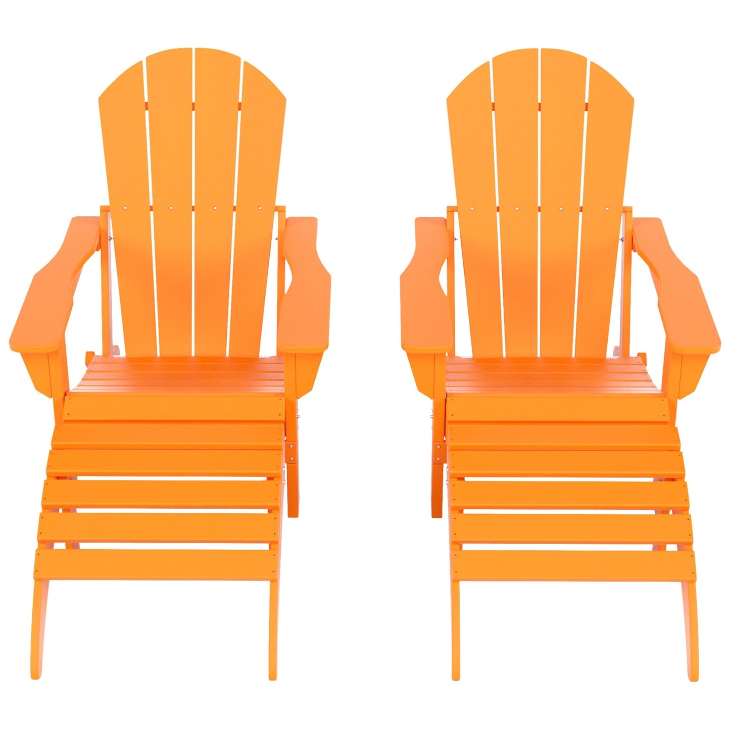 Chaises Adirondack pliables Polytrends Laguna en PEHD, toutes saisons, avec poufs (ensemble de 5 pièces)