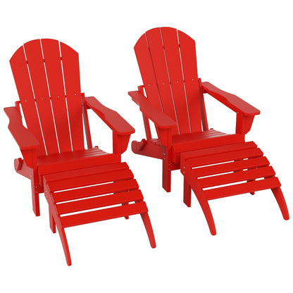 Chaises Adirondack pliables Polytrends Laguna en PEHD, toutes saisons, avec poufs (ensemble de 5 pièces)