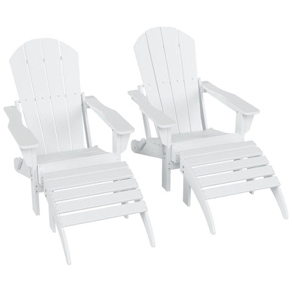 Chaises Adirondack pliables Polytrends Laguna en PEHD, toutes saisons, avec poufs (ensemble de 5 pièces)