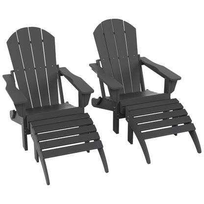 Chaises Adirondack pliables Polytrends Laguna en PEHD, toutes saisons, avec poufs (ensemble de 5 pièces)