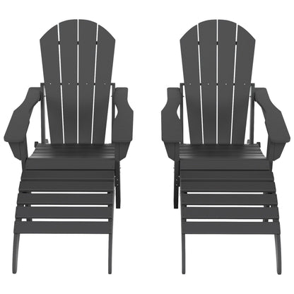 Chaises Adirondack pliables Polytrends Laguna en PEHD, toutes saisons, avec poufs (ensemble de 5 pièces)