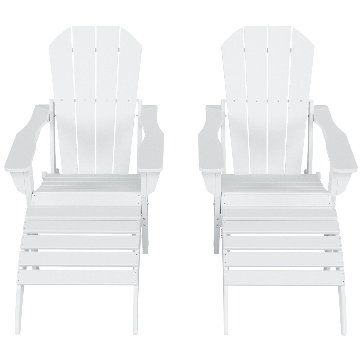 Chaises Adirondack pliables Polytrends Laguna en PEHD, toutes saisons, avec poufs (ensemble de 5 pièces)