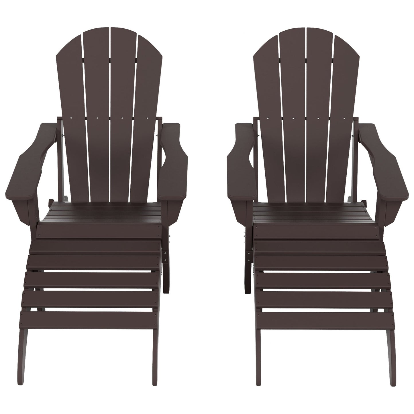 Chaises Adirondack pliables Polytrends Laguna en PEHD, toutes saisons, avec poufs (ensemble de 5 pièces)