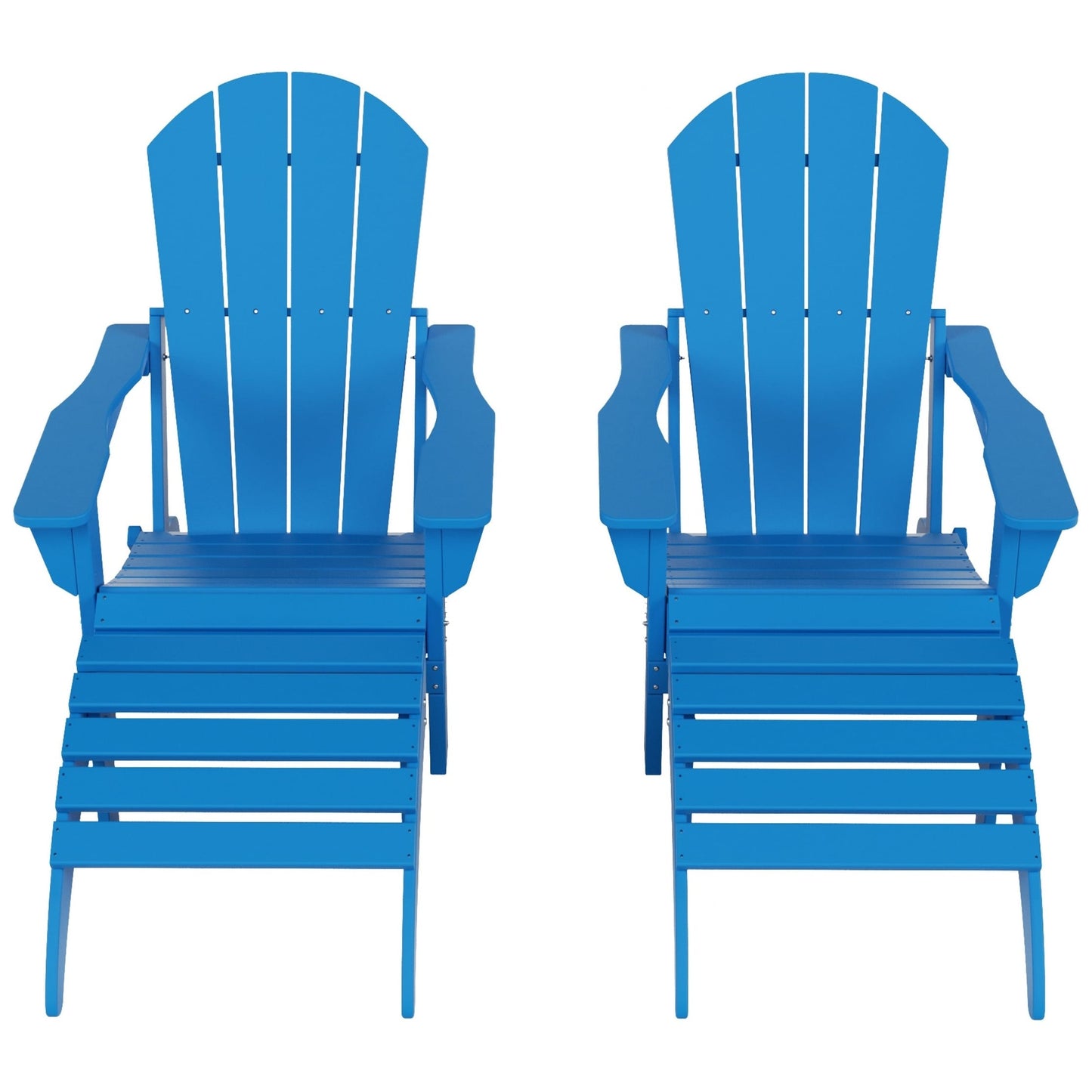 Chaises Adirondack pliables Polytrends Laguna en PEHD, toutes saisons, avec poufs (ensemble de 5 pièces)