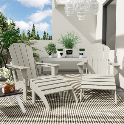 Chaises Adirondack pliables Polytrends Laguna en PEHD, toutes saisons, avec poufs (ensemble de 5 pièces)