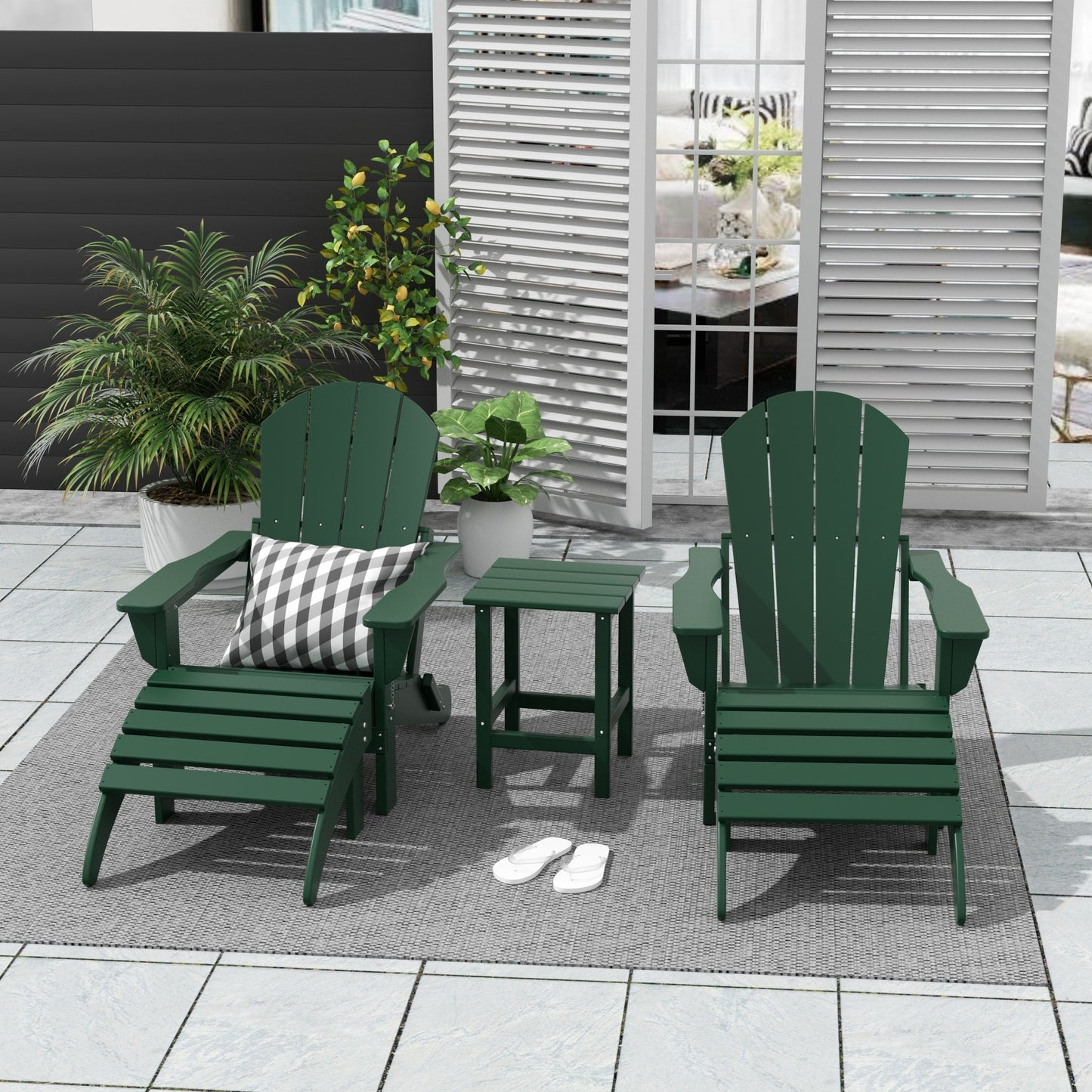 Ensemble de 5 chaises Adirondack pliables Polytrends Laguna en PEHD pour patio extérieur, toutes saisons