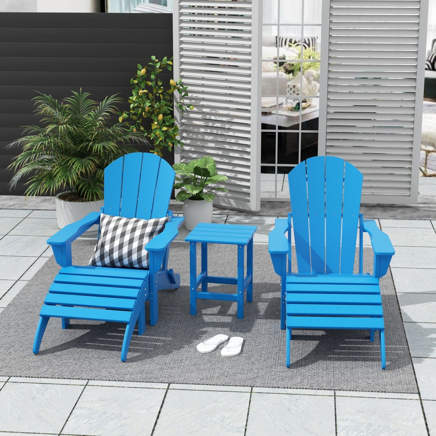 Ensemble de 5 chaises Adirondack pliables Polytrends Laguna en PEHD pour patio extérieur, toutes saisons